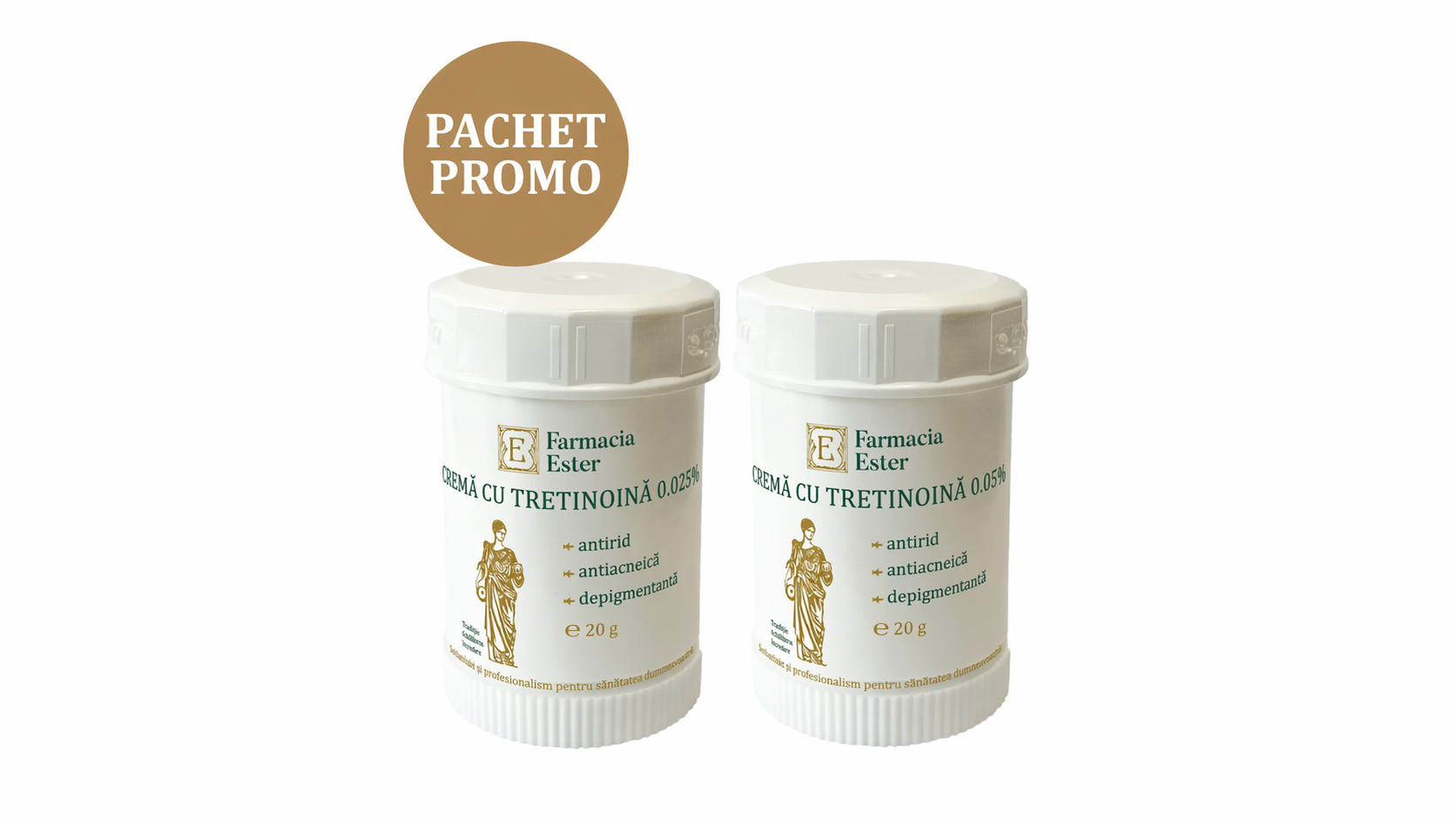 PACHET TRETINOINA Pachet cremă cu tretinoină 0,025% și 0,05% - Farmacia Ester