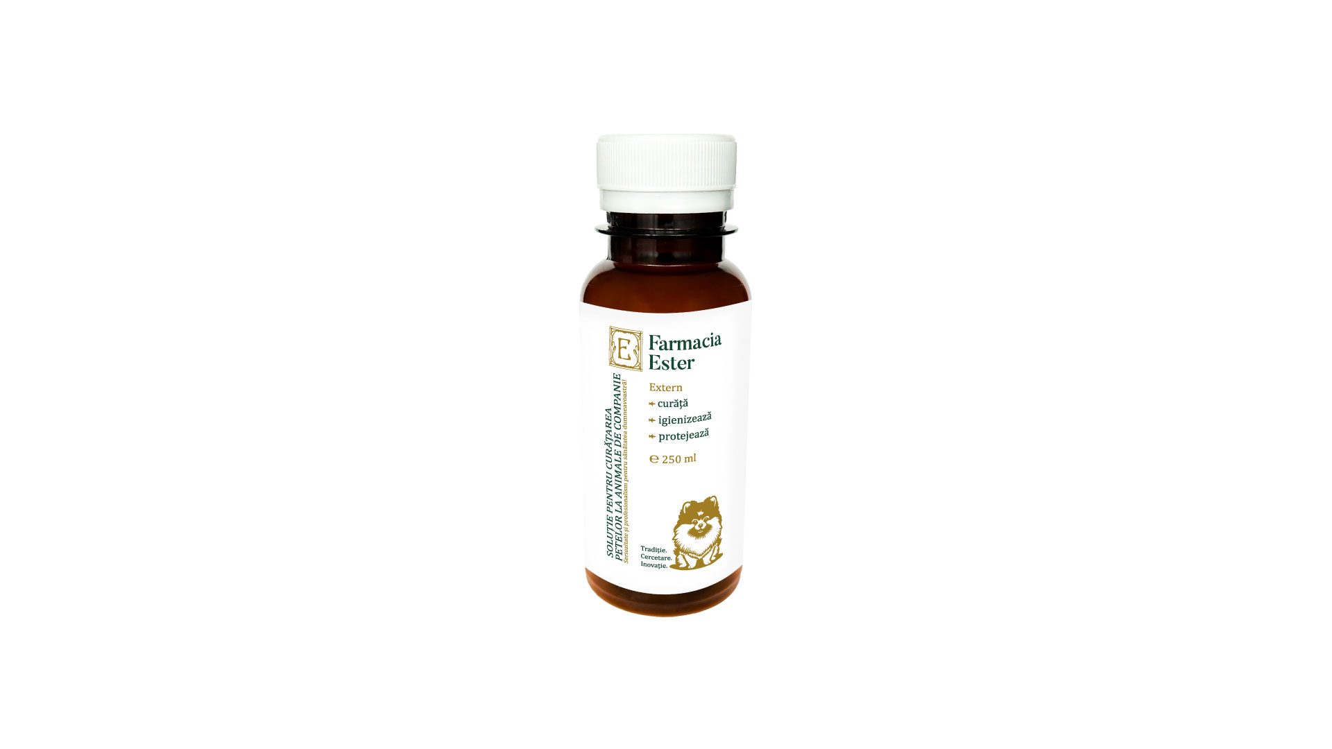Solut╠ªie-pentru-Cura╠åt╠ªarea-Petelor-la-Animale-de-Companie_250ml_50x65mm ESTER – Soluție pentru Curățarea Petelor la Animale de Companie, 250 ml - imagine 1