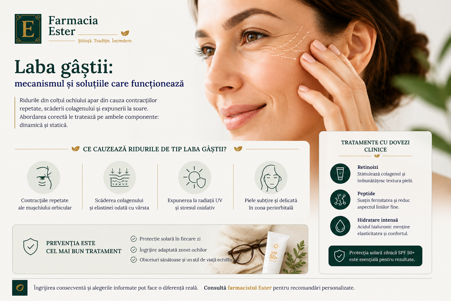 Laba gâștii: riduri periorbitale și opțiuni de îngrijire la Farmacia Ester