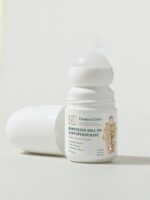 Dryserin Roll On deschis, cu bila roll-on vizibilă și capacul alături, deodorant cu piatră de alaun, Farmacia Ester